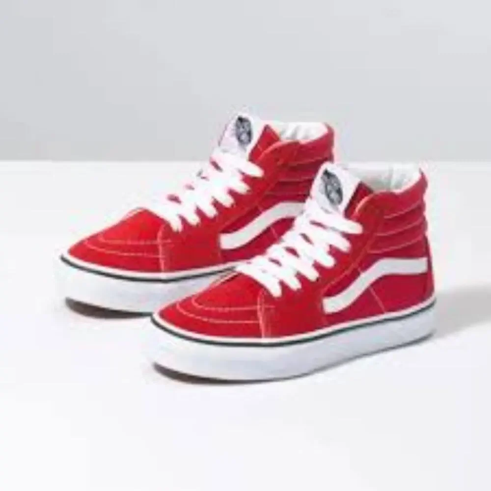 Vans Sk8-Hi Red Canvas Suede High Top Skateboard Sneakers‎ Men's Size 12